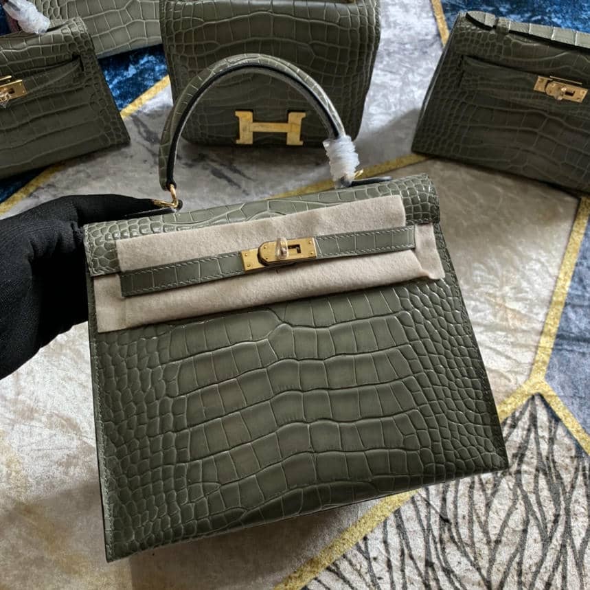 Kelly Crocodile-Embossed Cow Leather-11